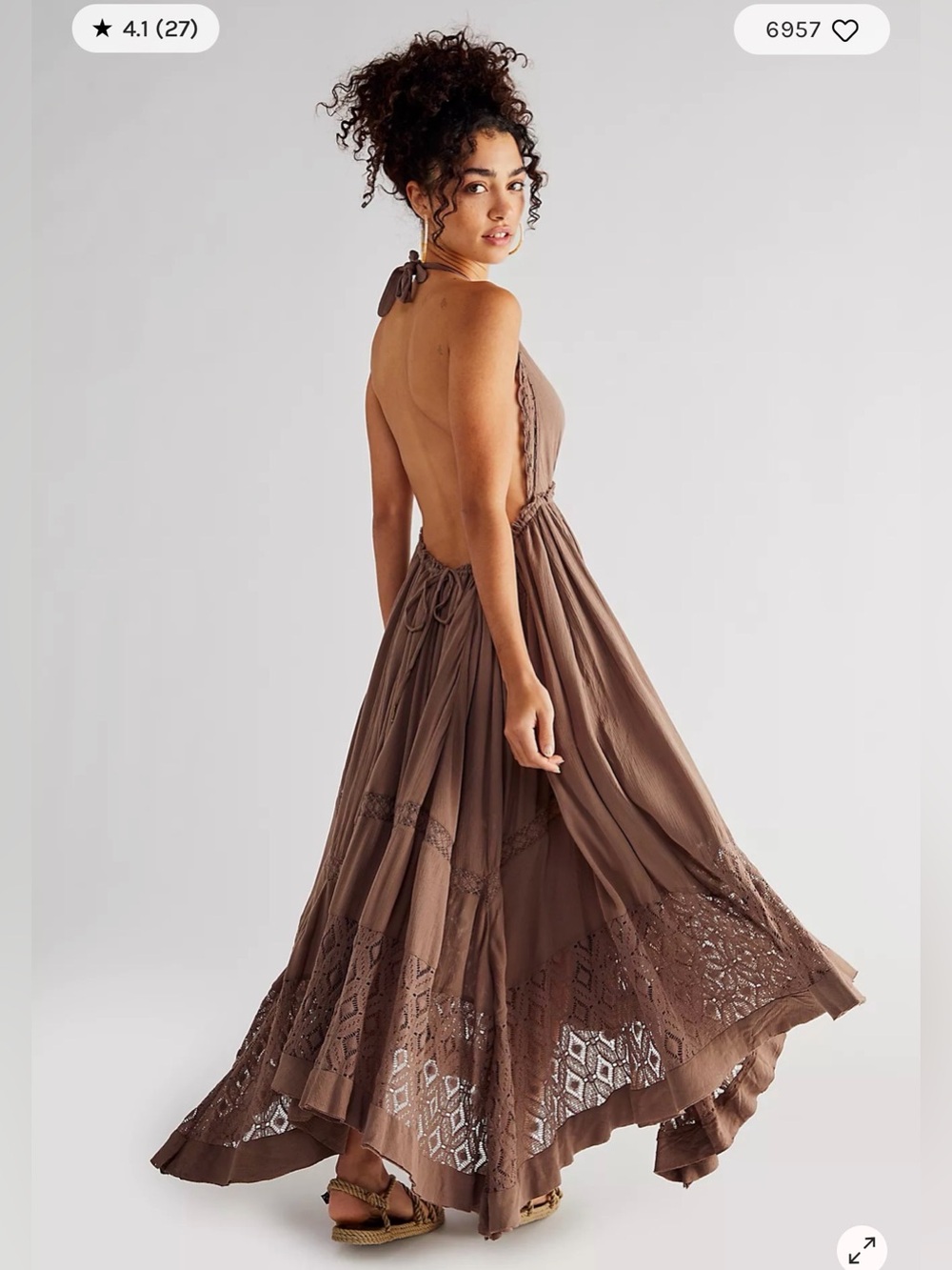 Free People Norina Maxi Dress Oak - Brown Size Small